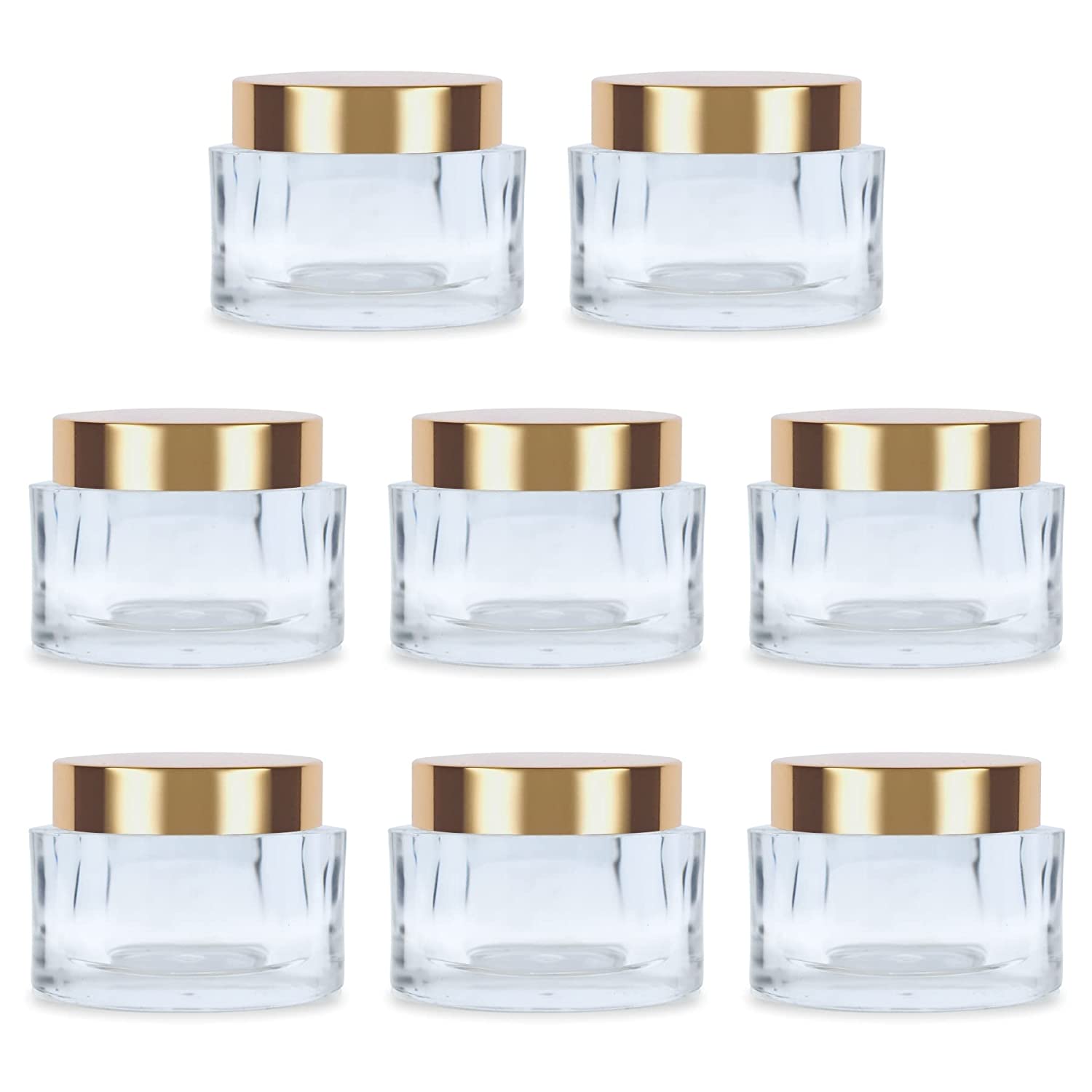 Shoprythm Cosmetic Jar Pack of 8 Empty Transparent Oval Acrylic San Jars with Golden Caps